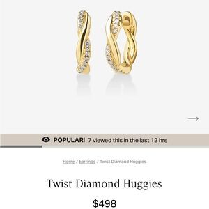 Ring Concierge Small Gold Diamond Twist Huggie Hoop Earrings
